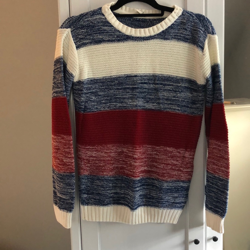 Red, White, and Blue Striped Sweater